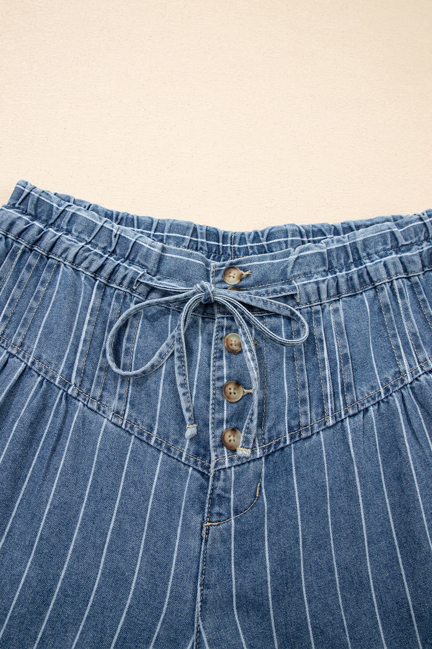 90s Style Drawstring Wide Legged Pinstripe Jean