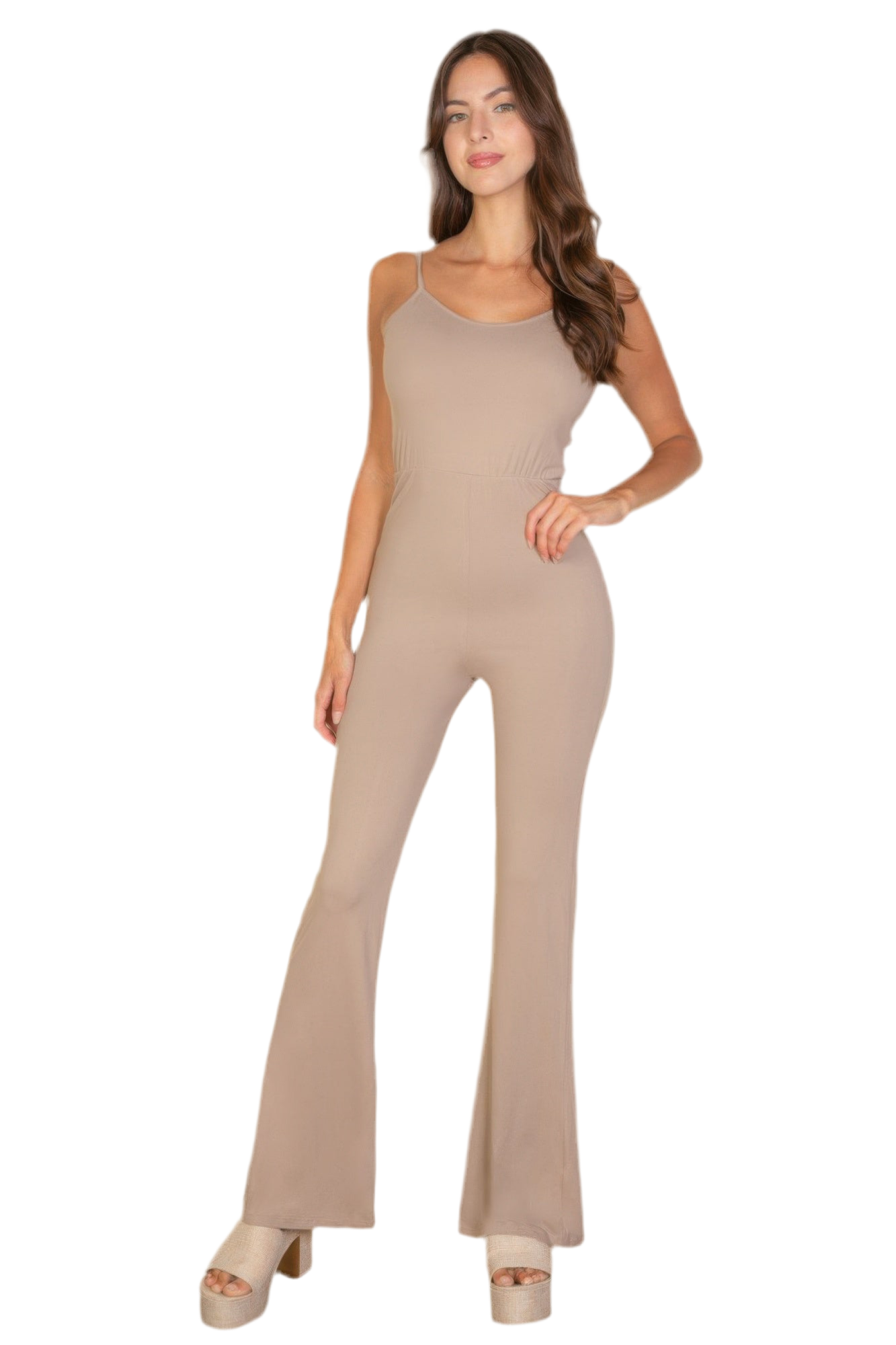Solid Sleeveless Wide Leg Jumpsuit