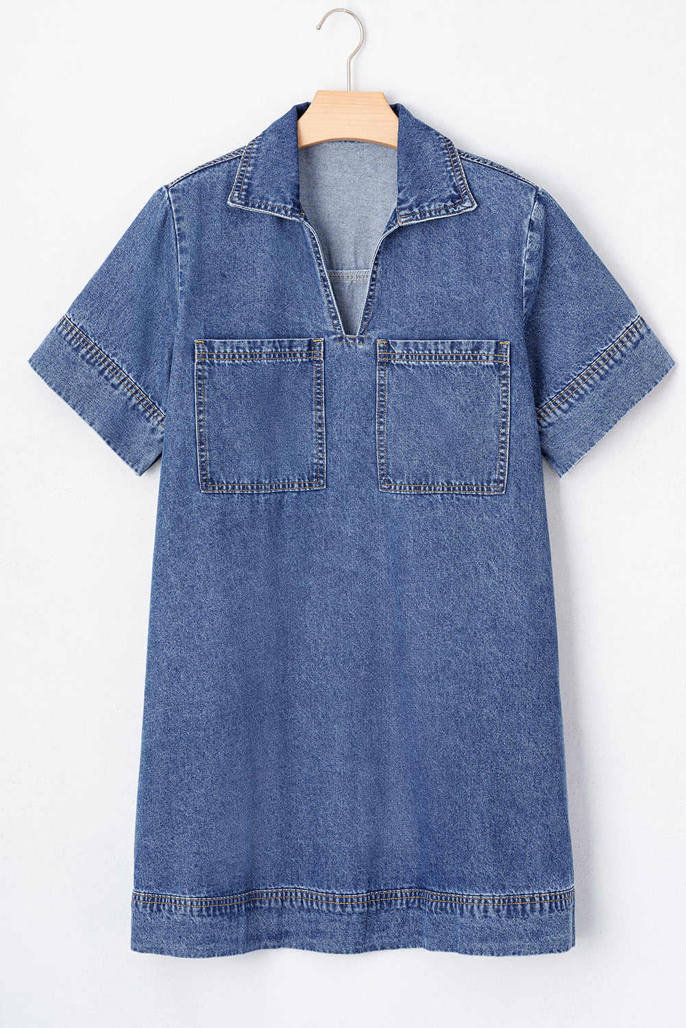 Denim Shift Dress With Pockets