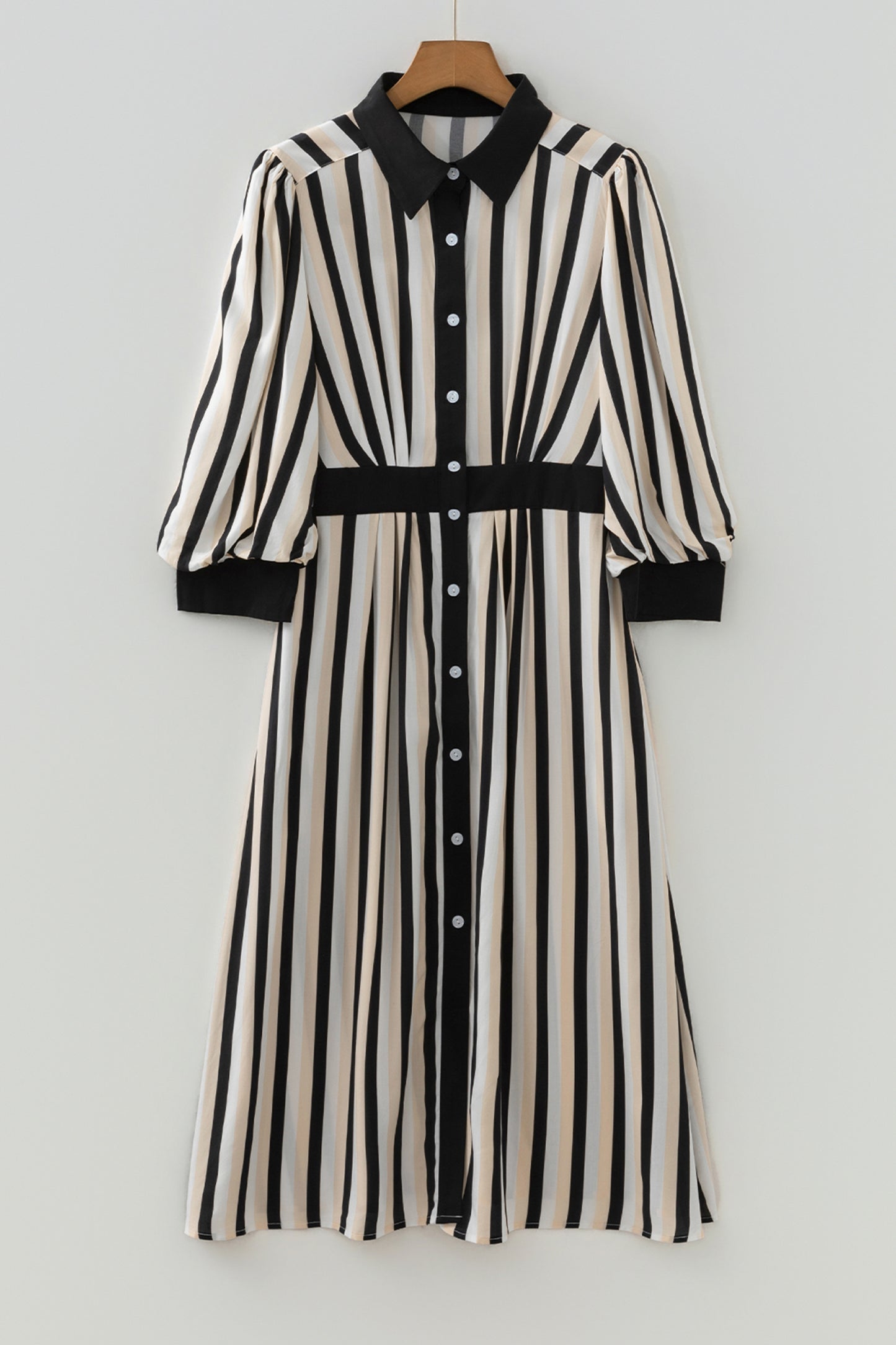 Striped Puff Sleeve Shirtdress