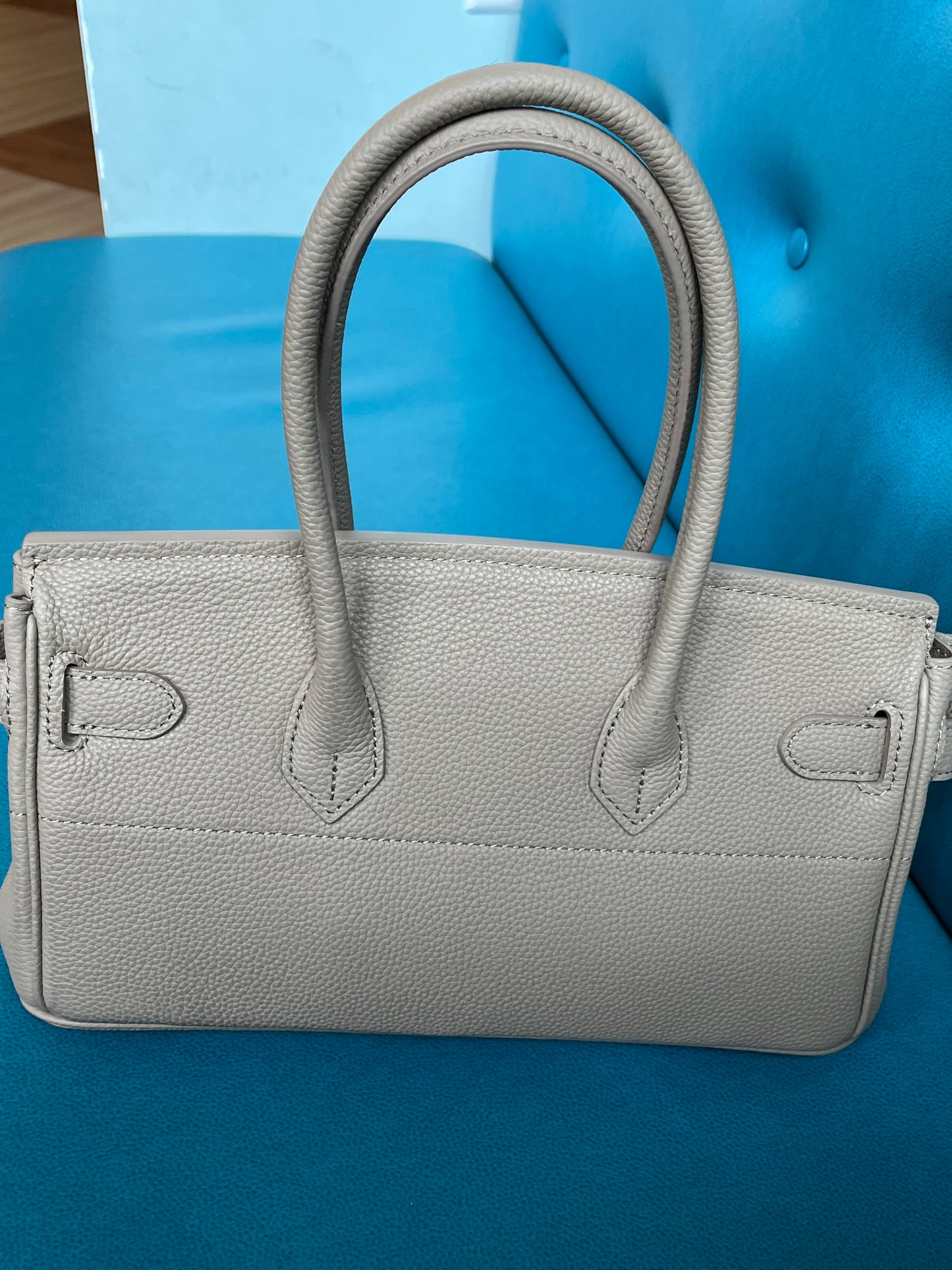 Pebbled Leather Satchel Handbag