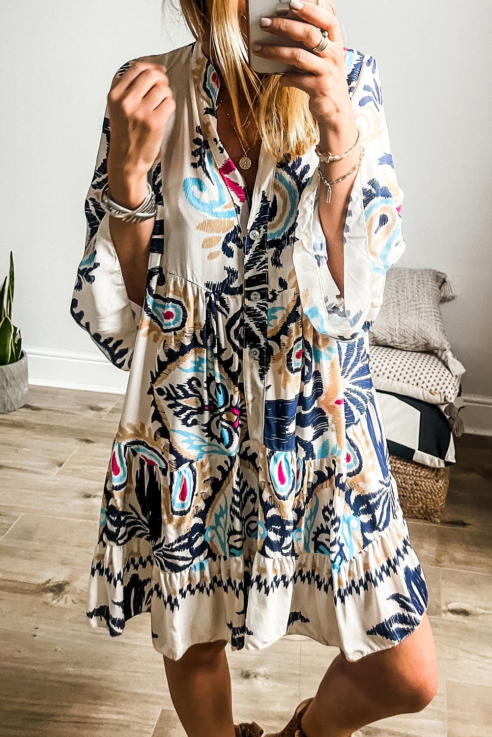 Tribal Print Flowy Minidress