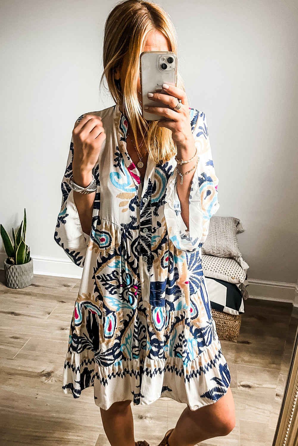 Tribal Print Flowy Minidress