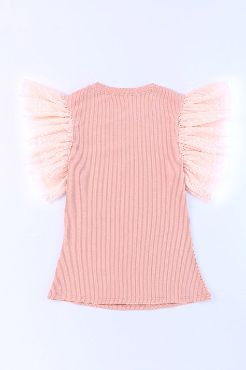 Dotty Mesh Ruffle Ribbed Top