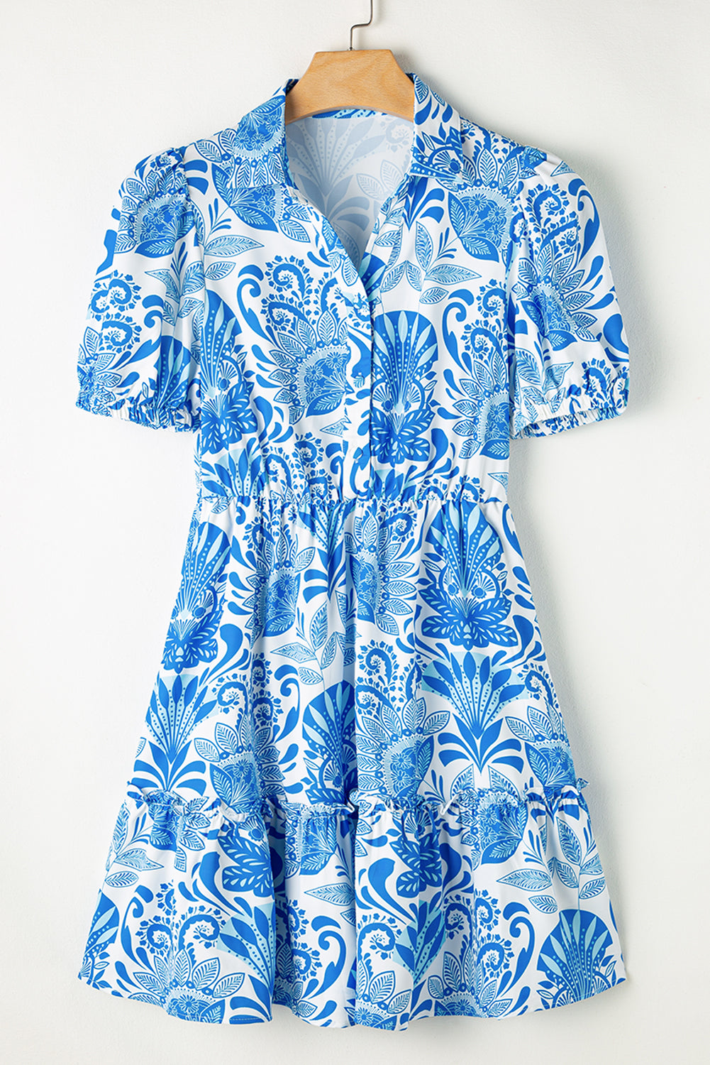 Retro Floral Ruffled Mini Dress