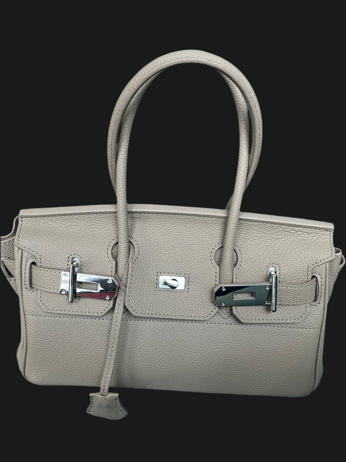 Pebbled Leather Satchel Handbag