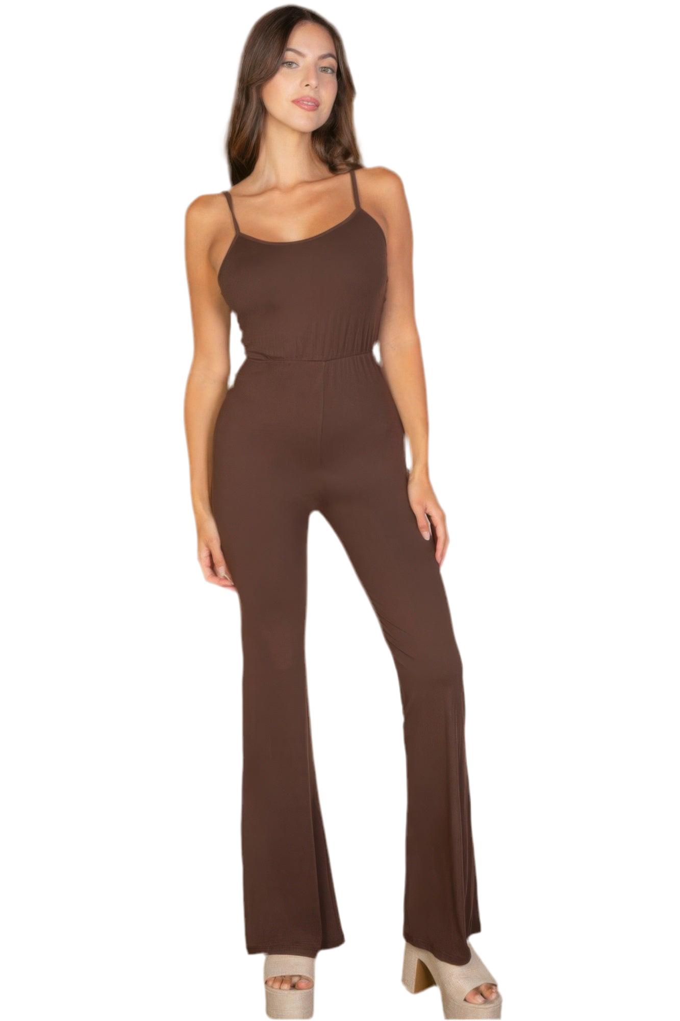 Solid Sleeveless Wide Leg Jumpsuit