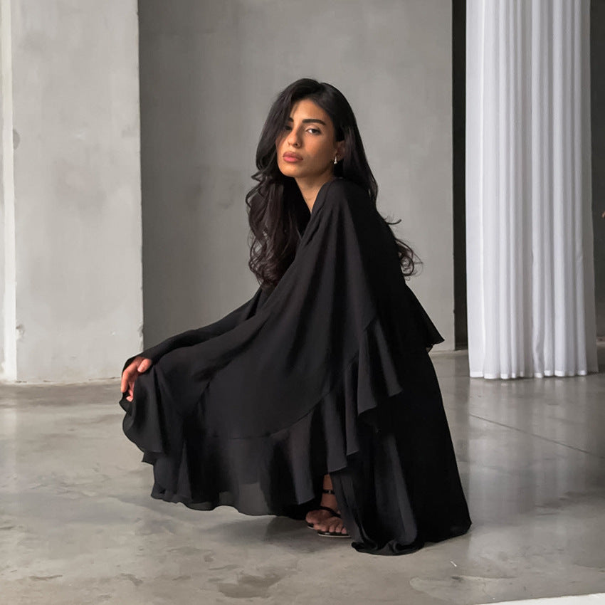 Cloak Ruffled Flowy Minidress