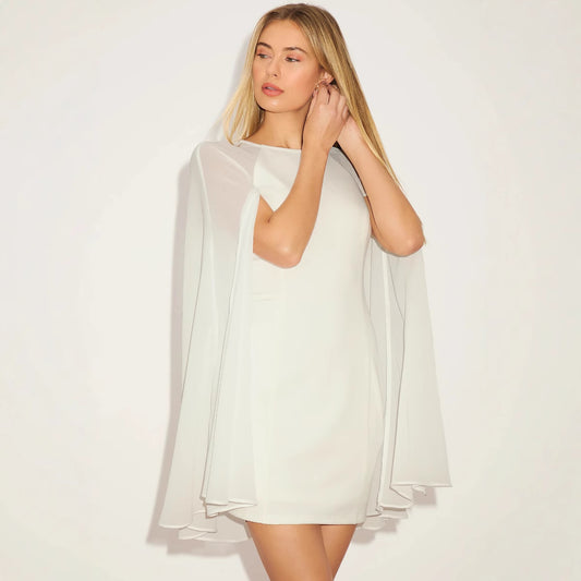 Sheer Cape Shift Dress