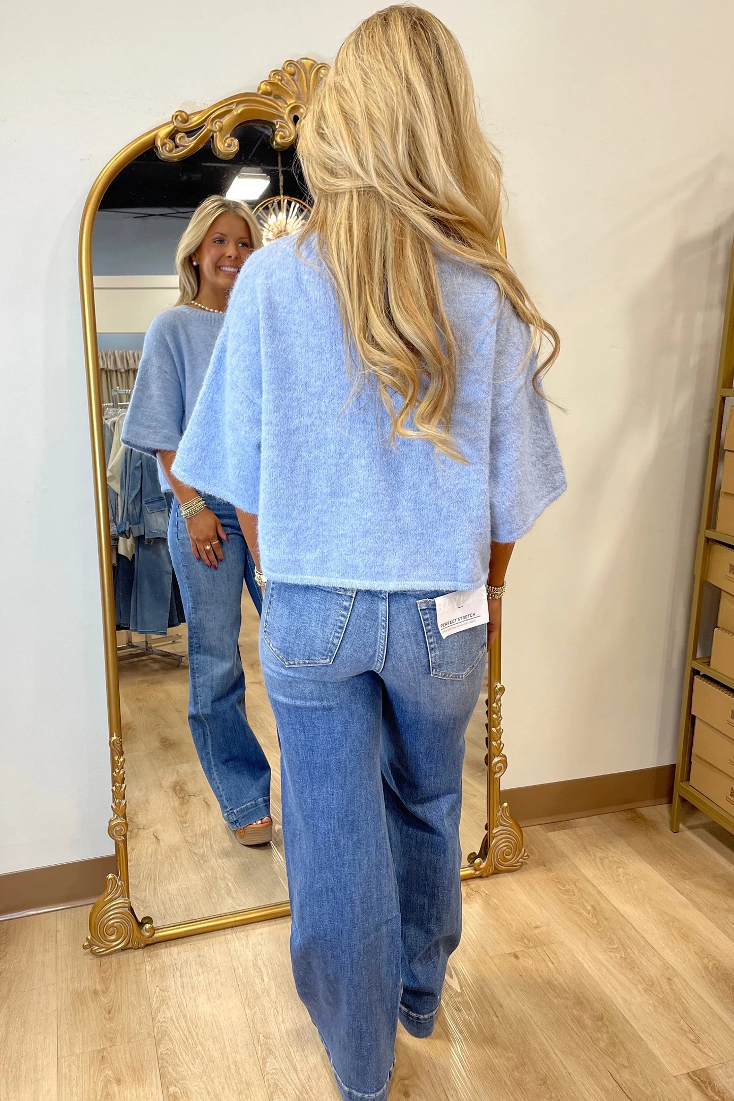 3/4 Sleeve Cropped Boxy Knit Cardigan