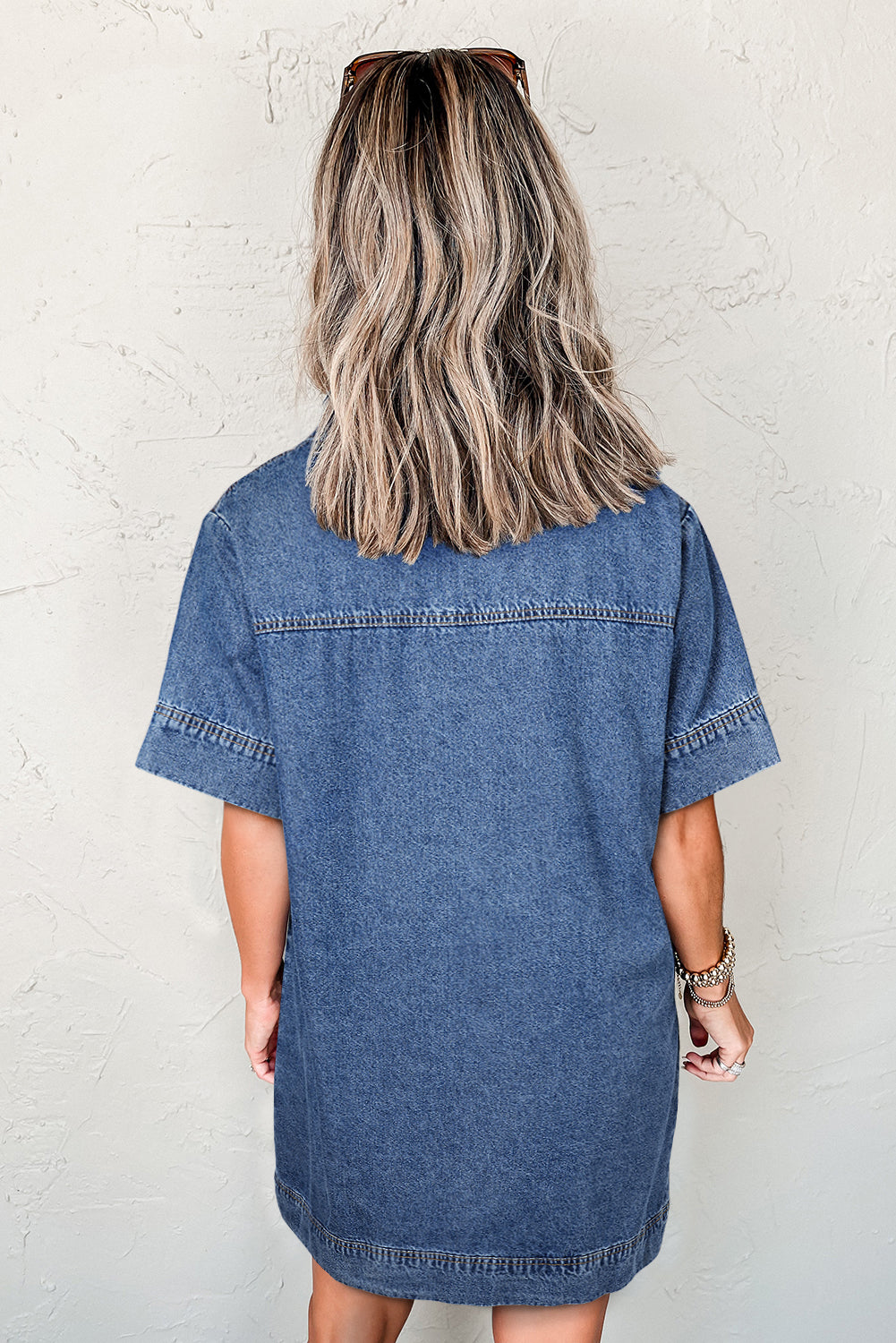 Denim Shift Dress With Pockets