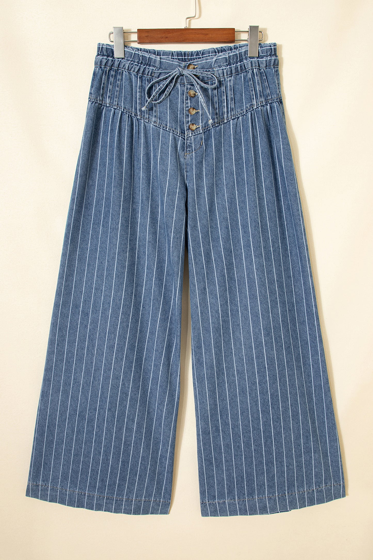 90s Style Drawstring Wide Legged Pinstripe Jean