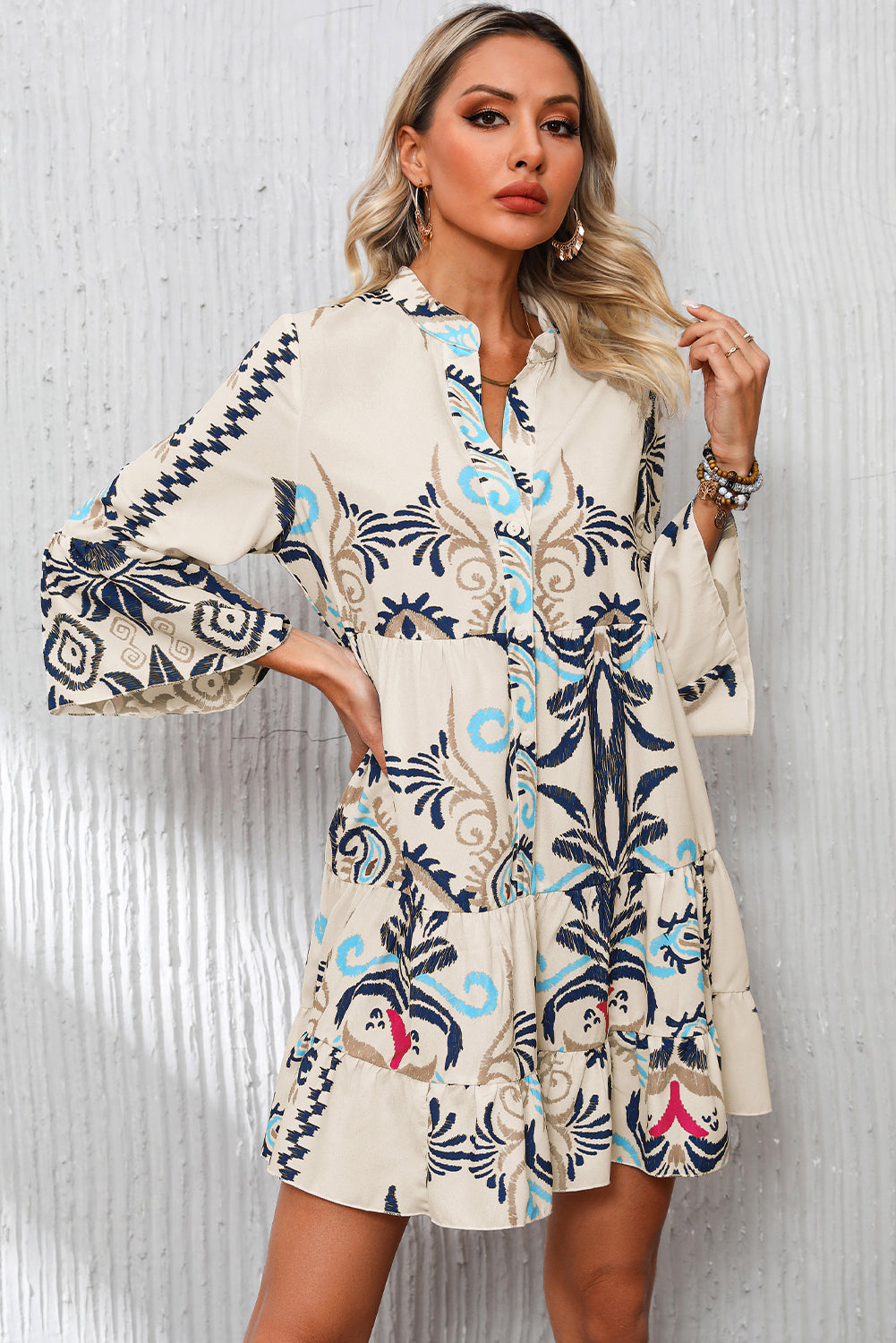 Tribal Print Flowy Minidress