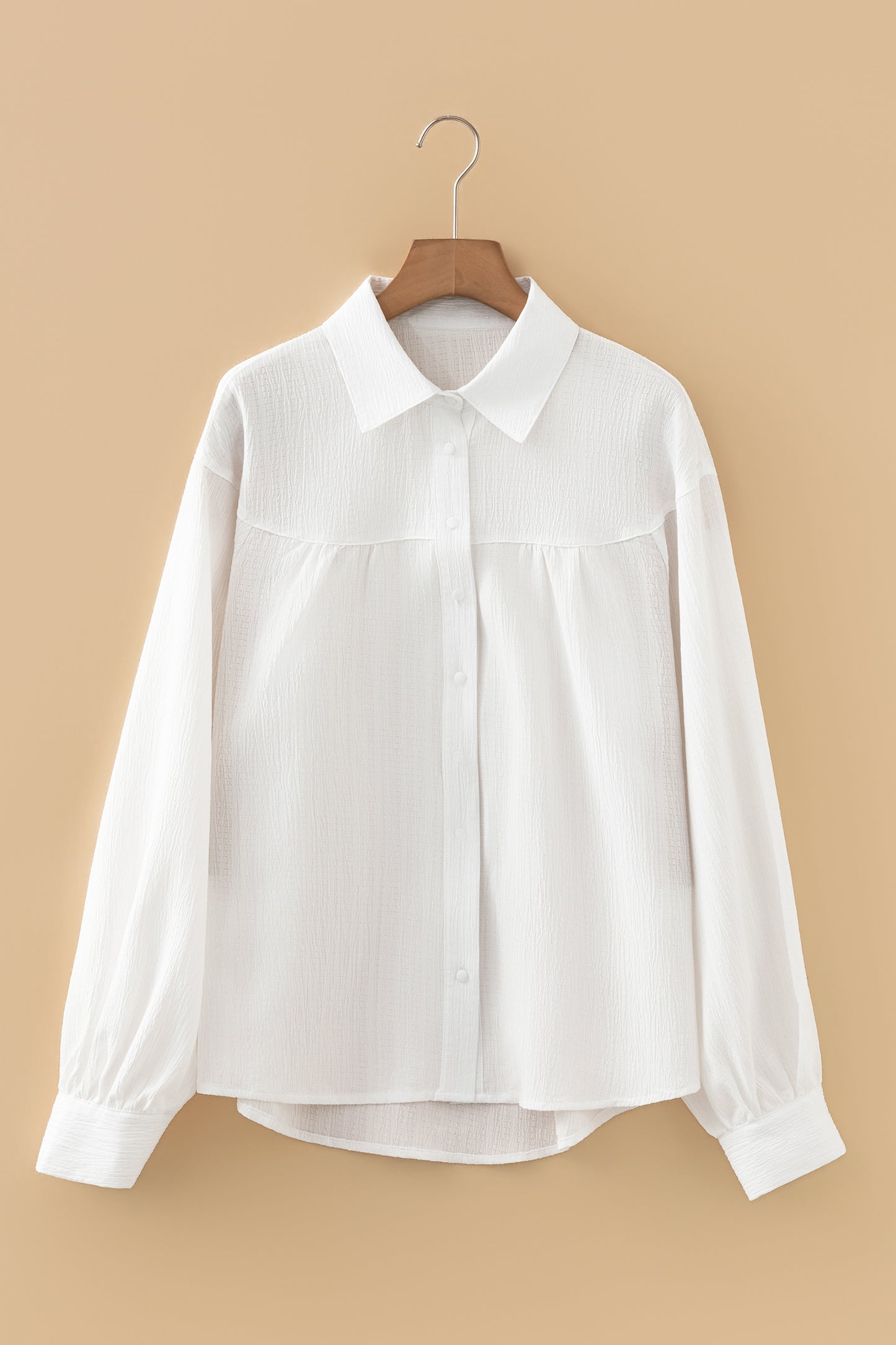 Crinkle Lantern Sleeve Blouse